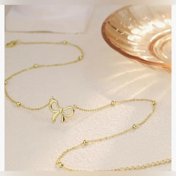 14K GOLD DAINTY BOW NECKLACE 🎀 - Picture 4 of 10
